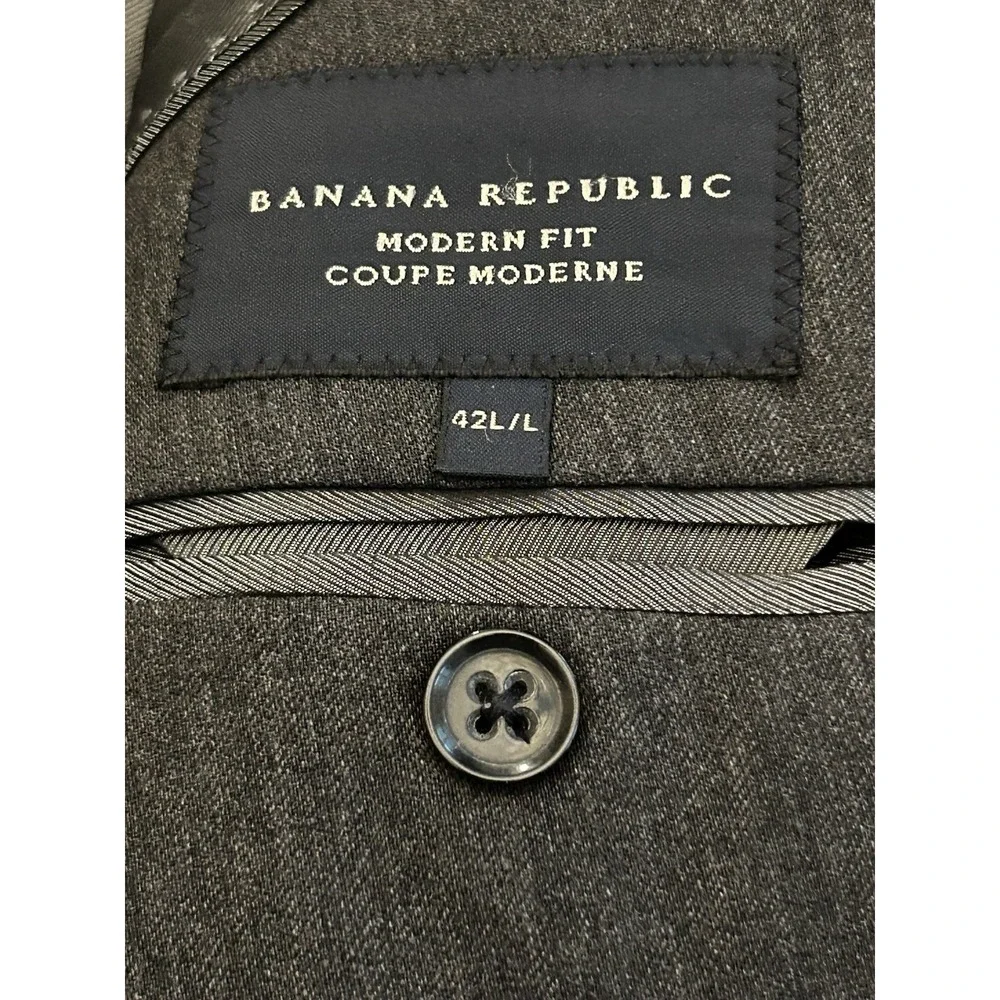 Banana Republic Lanificio Fabric Gray Blazer Sport Coat Mens 42L Wool Modern Fit